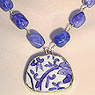 DKC ~ Pottery Shard Vine Necklace w/ Blue Quartz Nuggets